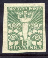 YUGOSLAVIA (SHS) 1919 Allegorical Definitive 5 F. Imperforate LHM / *.. Michel 90U Cat. €70 - Nuovi