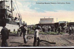 Cpa Usa, Galveston, Unloading Banana Steamer, Déchargement Des Bananes - Houston