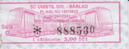 Transportation Ticket Tram Tramway Ticket 1 Travel Iasi Romania - Europe