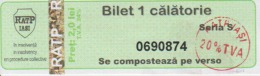 Transportation Ticket Tram Tramway Ticket 1 Travel Iasi Romania - Europa