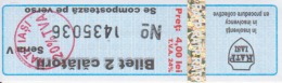 Transportation Ticket Tram Tramway Ticket 2 Travels Iasi Romania - Europa