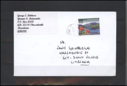 GREECE Postal History Brief Envelope GR 016 Landscape Flowers - Brieven En Documenten