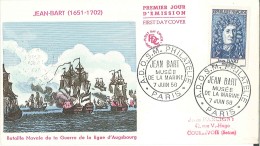 FDC France - Jean Bart - Bataille Navale De La Guerre De La Ligue D'Augsbourg - Paris - 1958 - 1950-1959