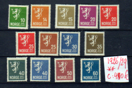 Usage Courant, Petit Lion, Norge Yv. 112 / 123**, Cote 480,-E - Unused Stamps