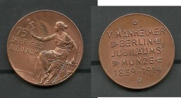 V. Manheimer Berlin 75 Jährige Jubiläumsmünze 1839-1914 - Monedas Elongadas (elongated Coins)