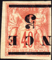 New Caledonia 1884 5c On 40c Inverted Overprint. Scott 6a. MH. - Neufs