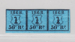 Fiscal Marken BASEL Polizei-Marken 3er-Streifen 1868 50Rp - Revenue Stamps