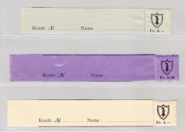 Fiscalmarken Basel 1919 Streifen 2.50, 3.- Und 5,-Fr. N°43, 44, 46 - Fiscaux