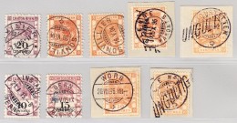 Fiscalmarken Canton Bern 9 Marken Mit Verschiedenen Poststempeln - Revenue Stamps