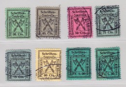 Fiscalmarken Gemeinde Biel Bienne Schriftenkontrolle 8 Marken (N°10-12, 14, 15, 17) - Revenue Stamps