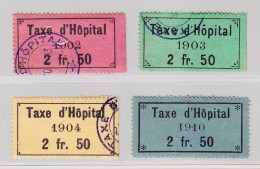 Fiscalmarken Canton Genève  1902/1907 Taxe D'Hopital  (4 Marken) - Fiscaux