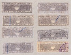 Fiscalmarken Canton Fribourg Actes Sous Seing Privé Lot 8 Verschiedene Gemeinde - Revenue Stamps