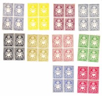 Fiscalmarken Canton Fribourg Timbre De Commerce 10 Verschiedene Viererblöcke - Revenue Stamps