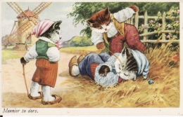 CP  ANIMAUX HABILLES - CHATS - MEUNIER TU DORS - ECRITE EN 1945 - Geklede Dieren