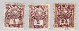 Fiscalmarken Zürich Stadt Börsen-Stempel 1, 2 Und 23Fr. #18, 19, 22 - Revenue Stamps