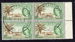FIJI - 1954 QEII HEALTH PENNY HALFPENNY FINE USED BLOCK OF 4 WITH MARGIN SG 296 X 4 - Fiji (...-1970)