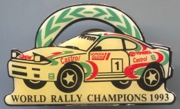 TOYOTA / CASTROL - WORLD RALLY CHAMPIONS 1993, Car, Auto, Automotive, Vintage Pin, Badge - Rally
