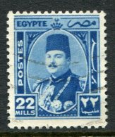 Egypt 1944-52 King Farouk - 22m Dull Ultramarine Used (SG 301) - Oblitérés