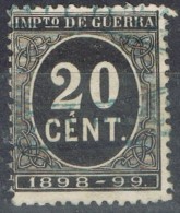 Sello 20 Cts Impuesto De Guerra 1898, VARIEDAD De Impresion º - Kriegssteuermarken