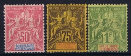 GUADELOUPE Yv Nr 37 - 39   MH/* Falz/ Charniere  1 Franc = Signed - Nuevos