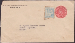 1949-EP-87 CUBA REPUBLICA. 1949. POSTAL STATIONERY. Ed.94. 2c. SOBRE M. CORONA. IMPRESO COUNTRY CLUB SANTIAGO DE CUBA. - Covers & Documents