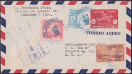 1949-EP-107 CUBA REPUBLICA. 1949. POSTAL STATIONERY. Ed.99. 8c. SOBRE AVION. SOBRE CERTIFICADO A US. 1950. - Cartas & Documentos