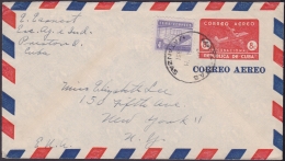 1949-EP-108 CUBA REPUBLICA. 1949. POSTAL STATIONERY. Ed.99. 8c. SOBRE AVION. SOBRE USADO MATANZAS. 1951. - Cartas & Documentos