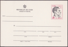 1980-EP-87 CUBA. 1980. POSTAL STATIONERY. Ed.127. 2c. TARJETA JOSE ANTONIO MELLA UNUSED. - Briefe U. Dokumente