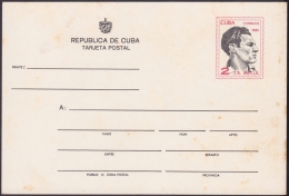 1980-EP-88 CUBA. 1980. POSTAL STATIONERY. Ed.127. 2c. TARJETA JOSE ANTONIO MELLA UNUSED. - Brieven En Documenten