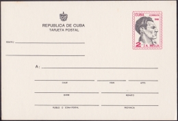 1980-EP-90 CUBA. 1980. POSTAL STATIONERY. Ed.127. 2c. TARJETA MELLA. ERROR IMPRSION DESPLAZADA. UNUSED. - Storia Postale