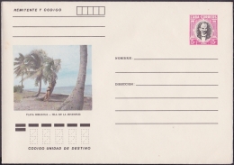 1982-EP-126 CUBA. 1982. POSTAL STATIONERY COVER. Ed.191g. PLAYA BIBIJAGUA. PINES IS BEACH. UNUSED. - Covers & Documents