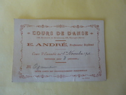 Delcampe - COURS DE DANSE  BOULOGNE  (seine)  E. ANDRE, Professeur Diplomé  Carte D'entrée  1906   AV 2016 - Tickets D'entrée