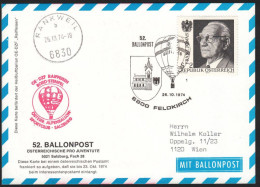 Austria 1974, Ballonpost Card Rankwell To Wien W./special Postmark "Oe-Dzf", Ref.bbzg - Other & Unclassified