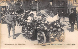 27-VERNON - CARTE PHOTO -  FËTE DES FLEURS  12 JUIN 1921 - VOITURE FLEURY - Vernon