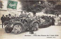 27- VERNON - CARTE PHOTO -  FETE DES FLEURS  07 JUIN 1908 - Vernon