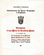 Luxembourg _ Emission N° 003932 Série De Timbres. - 12é Cent. De La Mort De Saint Willibrord (1938 ) - Cartoline Commemorative