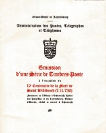 Luxembourg _ Emission N° 003932 Série De Timbres. - 12é Cent. De La Mort De Saint Willibrord (1938 ) - Herdenkingskaarten