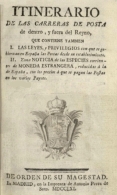 EBook: "Itinerario Real De Postas De Dentro Y Fuera Del Reyno" - Andere & Zonder Classificatie