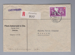 Heimat BE Pieterlen 1951-06-09 R-Ortsbrief Pro Patria 30 Rp. Einzelfankatur - Storia Postale