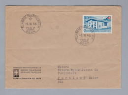 Schweiz Pro Patria 1946-11-06 Brief Postmuseum Nach USA 30Rp Einzelfrankatur - Brieven En Documenten