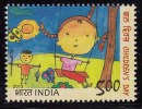 India MNH 2013, Children's Day, Art Painting, Kinder Swing Play, Games, Butterfly, Catterpiller, Insect, Fishing, Fish, - Unused Stamps