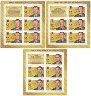 Russia 2016 - 3 Sheets Heroes Russian Federation Famous People Military Militaria Hero Badges Medals Stamps MNH - Full Sheets