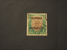 BURMA - SERVICE - 1937/8 RE  1 R. - TIMBRATO/USED - Burma (...-1947)