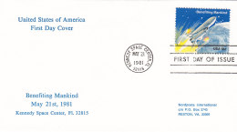 USA 1981 - FDC FDI Kennedy Space Center Fl 32815 - Benefiting Mankind 21.5.1981 - Moon Right Down - North  America