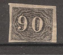 BRASIL / Brésil / Brazil ,1850 " Petits Chiffres " Yvert N° 15 ,90 R Noir NON DENTELE  Neuf * / MH TB Cote 100 Euros - Unused Stamps