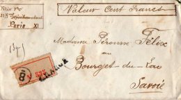 TB 1013 -  LSC - Lettre Chargée MP PARIS Pour BOURGET DU LAC - 1877-1920: Période Semi Moderne