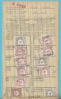 Dokument Met Zegels LIJFRENTEZEGEL / Timbres De Retraite Met Privestempel PARDOU-AUTHOO ROULERS 1939-40 - Documenti