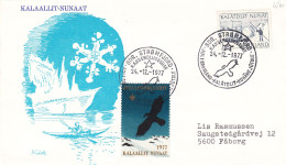 Groenland - Lettre De 1977 - Oblitération SDR Stromfjord - Voiliers - Avec Vignette Julien - Rapaces - Briefe U. Dokumente