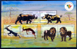 WILDLIFE-RHINOCEROS-LIONS-GAZELLE-3rd INDIA-AFRICA SUMMIT-GOLD LAQURED-MS-ERROR-NDIA-2015-RARE-MNH-D3-14 - Variétés Et Curiosités
