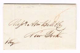 GB Liverpool 24.1.1835 Vorphila Brief Nach New-York - ...-1840 Vorläufer